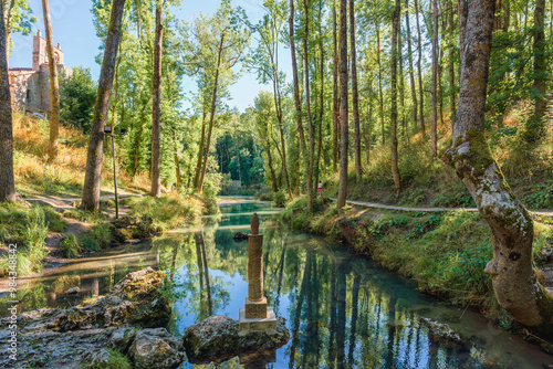 Fontibre, Spain. Landscape showcasing the birthplace of the River Ebro in the summer season photo