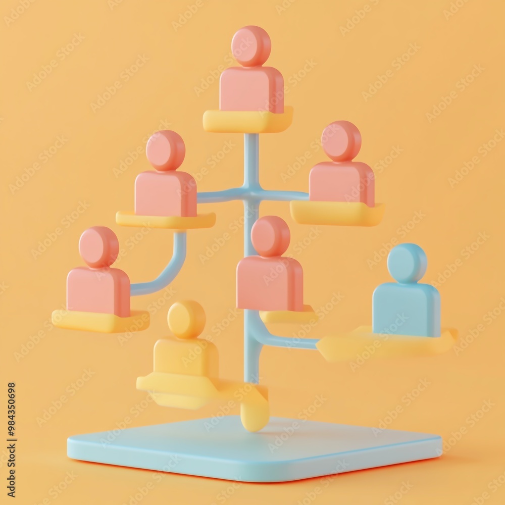 3D Org Chart Icon: Visual Structure of an Organization Logo Illustration