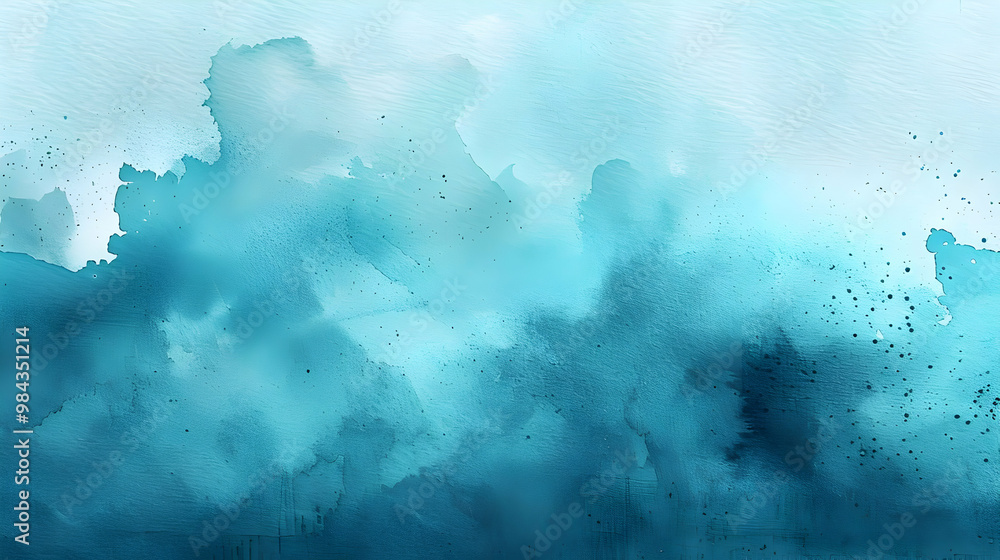 Fototapeta premium Abstract Watercolor Background with Blue Hues and Speckled Texture