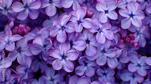 Close-up View of Delicate Purple Lilac Blossoms in Full Bloom, Capturing the Beauty of Nature's Floral Artistry