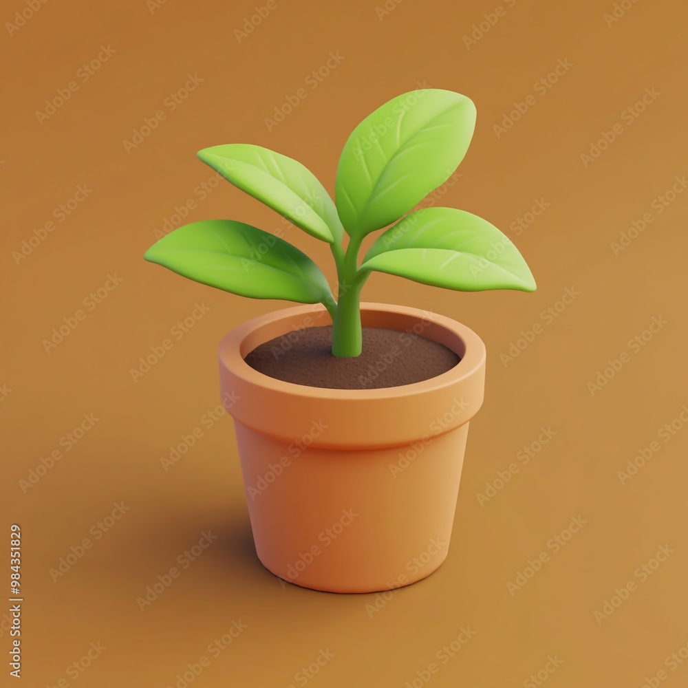 Fototapeta premium 3D Nursery Icon: Facility for Growing Young Plants Logo Illustration
