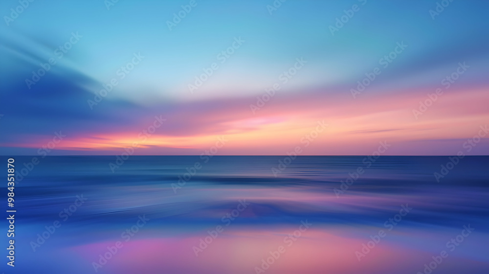Obraz premium Abstract Motion Blurred Sky and Ocean Landscape with Pink and Blue Colors, Creating a Serene and Tranquil Atmosphere