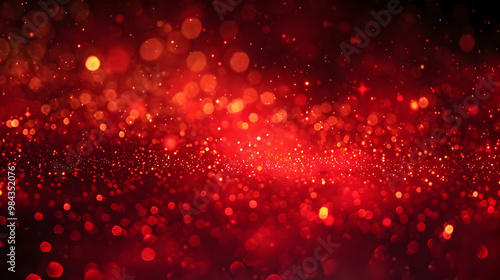 Abstract Red Glitter Background with Bokeh Lights for Festive and Romantic Design