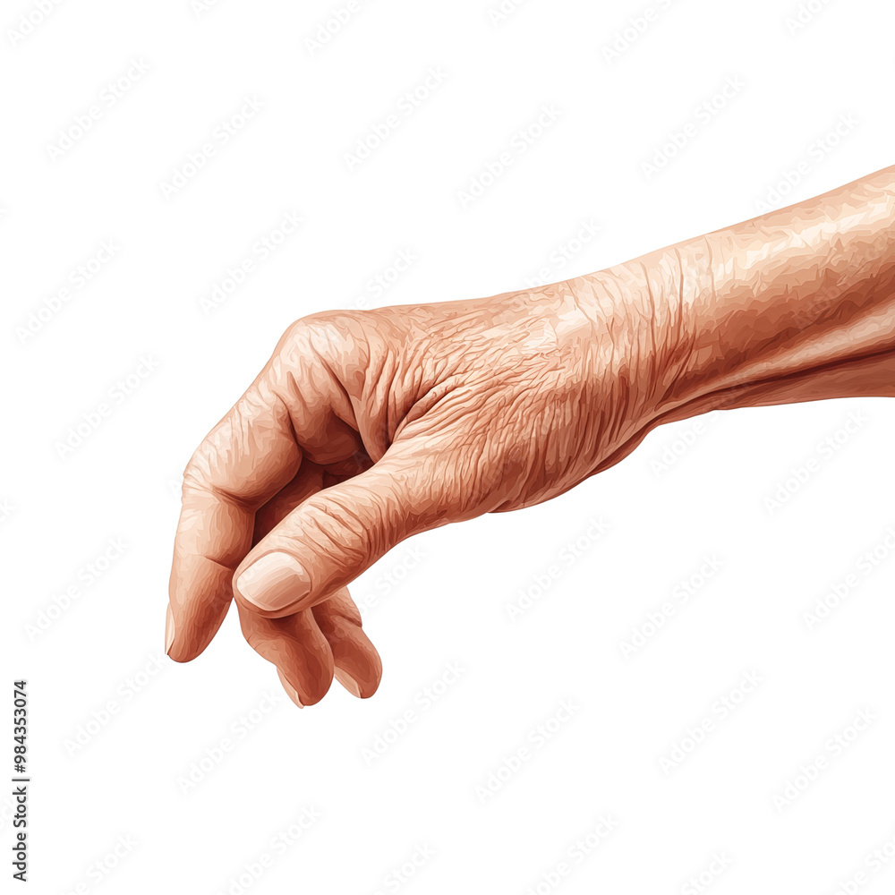 Aging hand reaching out, white isolate background Aging hand reaching out, white isolate background