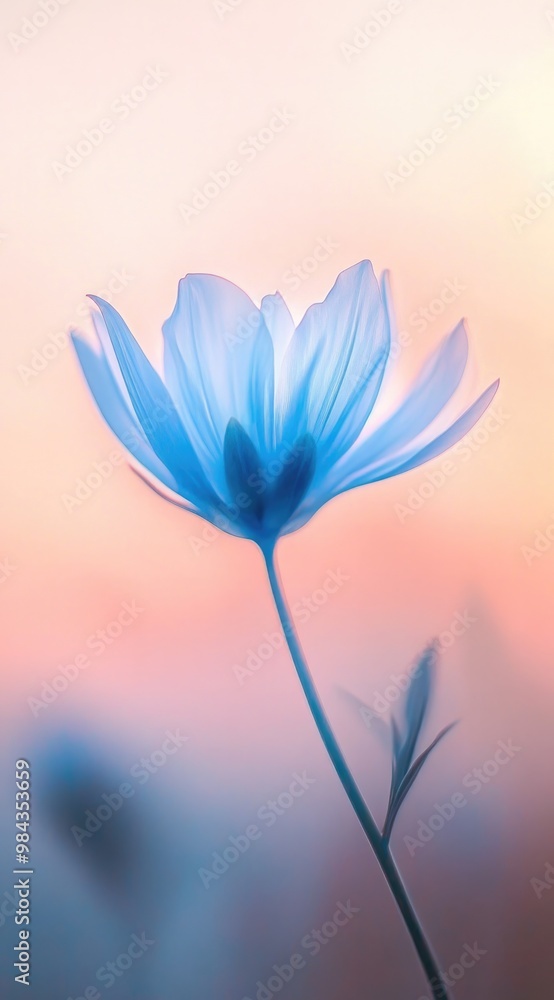 Soft ethereal mood one translucent flower on a pastel tone background. Soft ethereal mood one translucent flower on a pastel tone background.