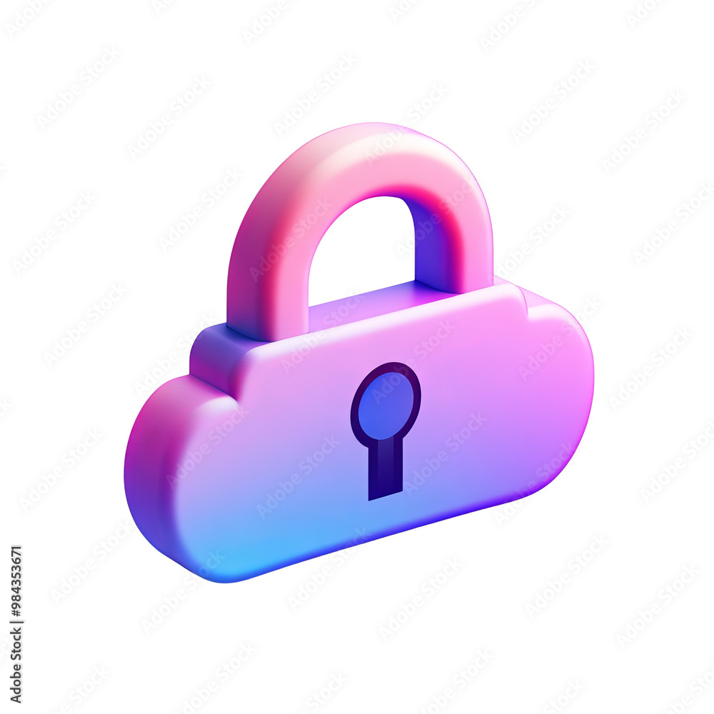 Colorful 3D cloud lock symbol on a white isolated background. Colorful 3D cloud lock symbol on a white isolated background.