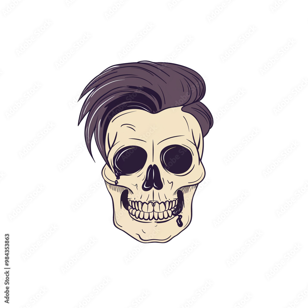 Skull with Trendy Hairstyle Skull with Trendy Hairstyle