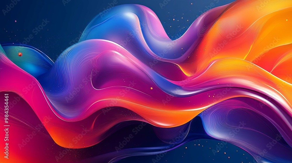Abstract Wavy Design with Vibrant Colors and Glittering Particles Abstract Wavy Design with Vibrant Colors and Glittering Particles