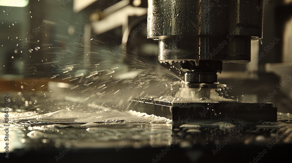 CNC machine with coolant spray CNC machine with coolant spray