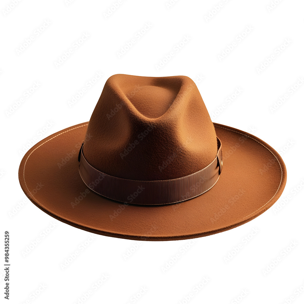 Photo of a Stylish Brown Wide-Brimmed Designer Hat on White Background Photo of a Stylish Brown Wide-Brimmed Designer Hat on White Background