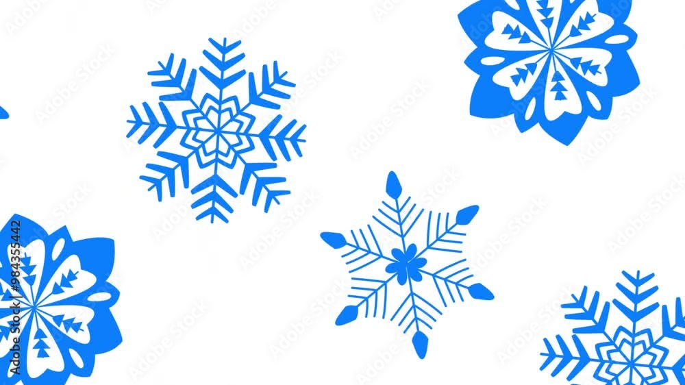 Snowflakes falling 2d animation. Winter motion background Snowflakes falling 2d animation. Winter motion background
