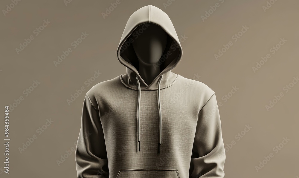 A hooded sweatshirt in a beige color. A hooded sweatshirt in a beige color.