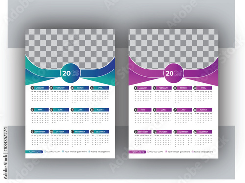 Vector Single page Wall Calendar Design Template 2025 for your office and company photo