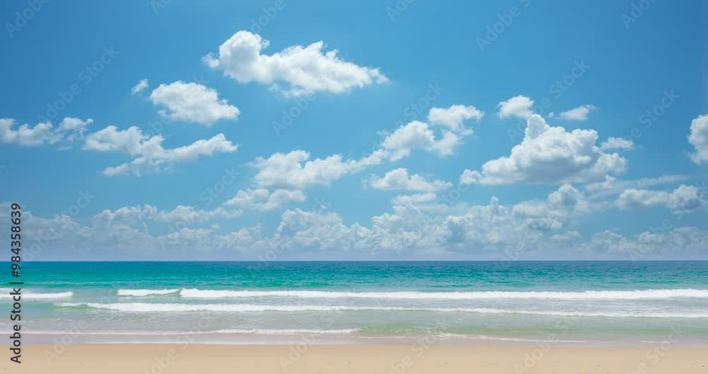 Scene beautiful landscape view tropical beach with blue sky Scene beautiful landscape view tropical beach with blue sky