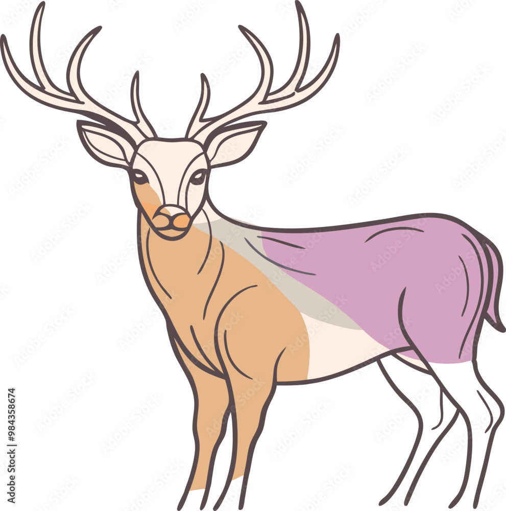 Fototapeta premium Set of deer in continuous line art drawing style. Continuous line drawing collection of deer. Deer in abstract and minimalist linear icon set. Vector illustration Pro Vector.