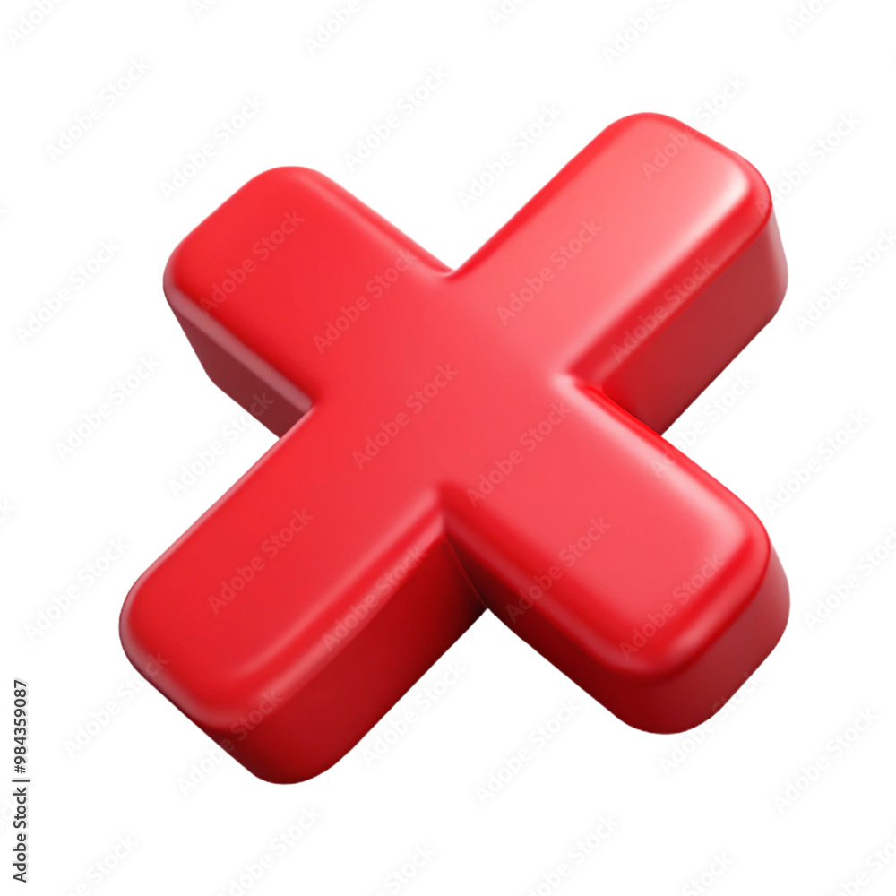 Obraz premium Cross Mark 3d cartoon style illustration