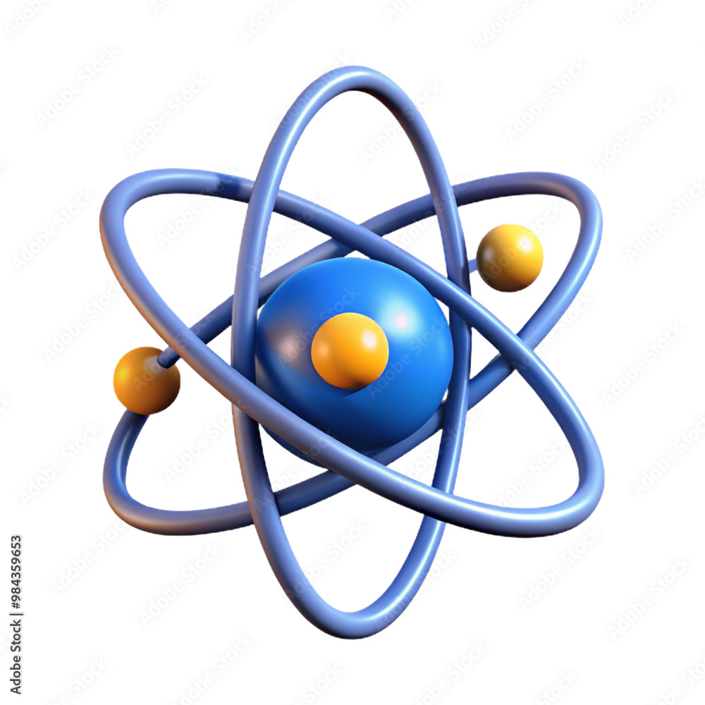 Atom Symbol 3d cartoon style illustration Atom Symbol 3d cartoon style illustration