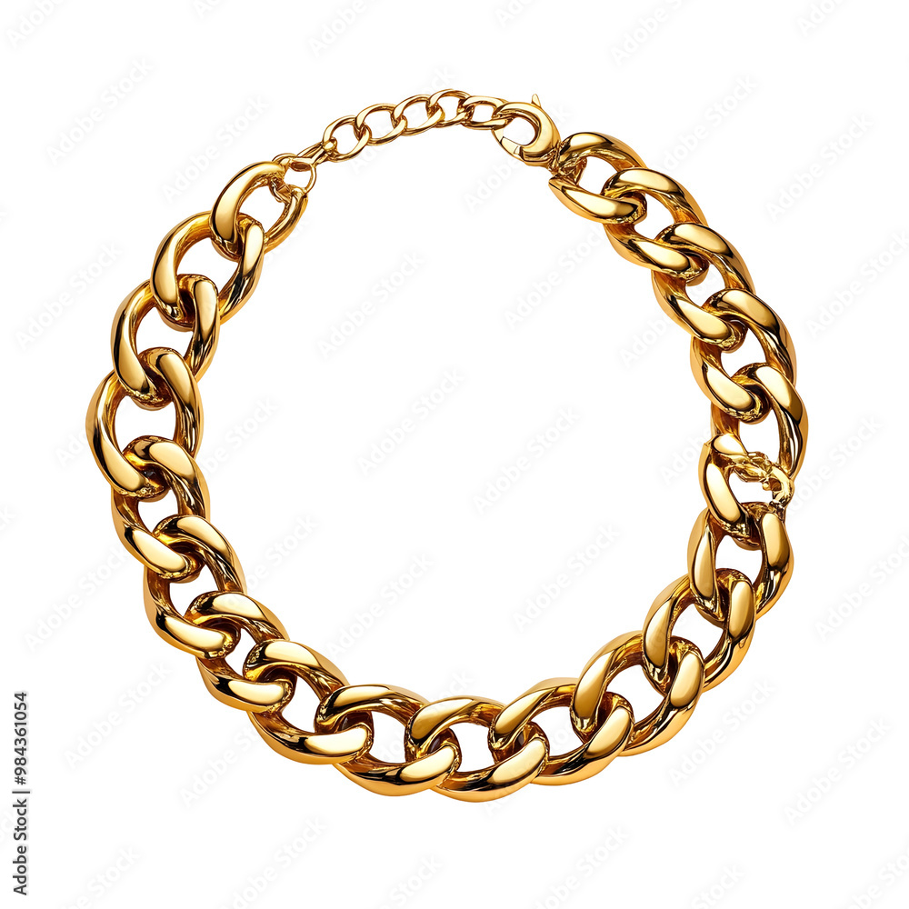 Obraz premium Photography of a Striking Gold Chain Necklace on White Background
