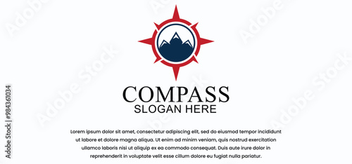 compass or navigation logo, compass direction vector with modern style