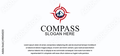 compass or navigation logo, compass direction vector with modern style