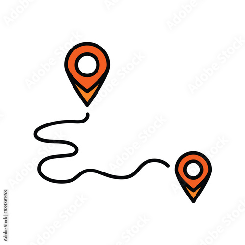 route color line icon with white background vector stock illustration