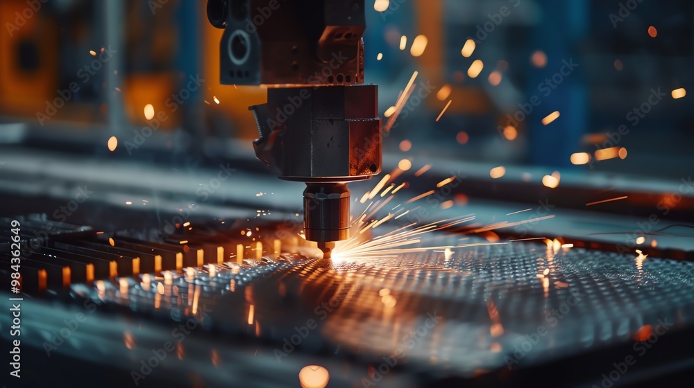 CNC plasma cutter on a factory floor CNC plasma cutter on a factory floor