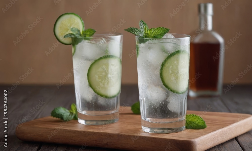 Two Cucumber Mint Cocktails Two Cucumber Mint Cocktails