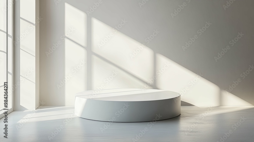 A Minimalist White Platform in a Sunlit Room A Minimalist White Platform in a Sunlit Room