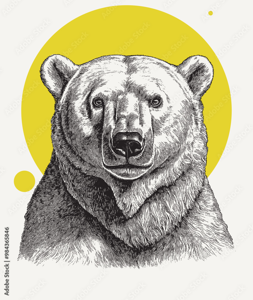 Vintage engraving illustration portrait of a bear