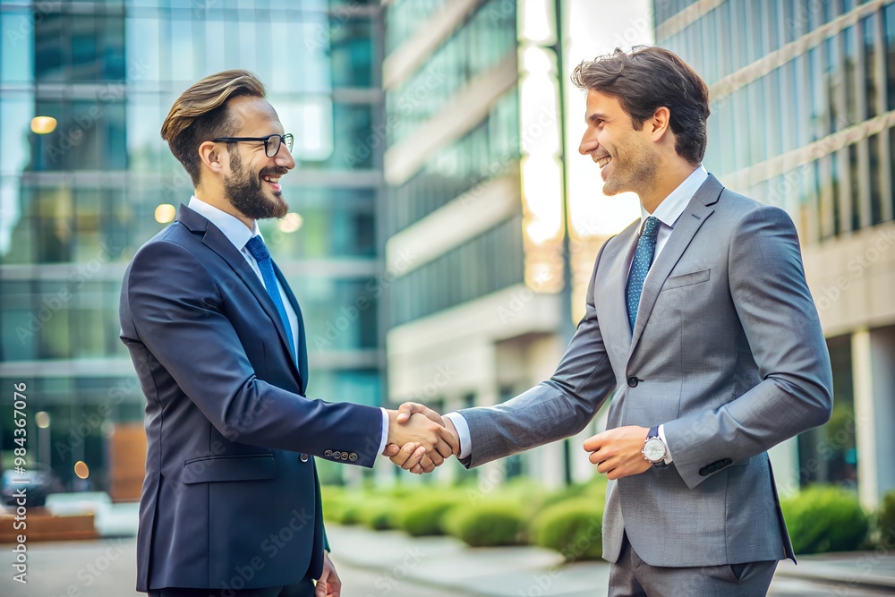 A group of business professionals stands in a sleek, modern office, engaging in a warm handshake. Two individuals at the center of the scene are shaking hands, symbolizing a successful collaboration. A group of business professionals stands in a sleek, modern office, engaging in a warm handshake. Two individuals at the center of the scene are shaking hands, symbolizing a successful collaboration.