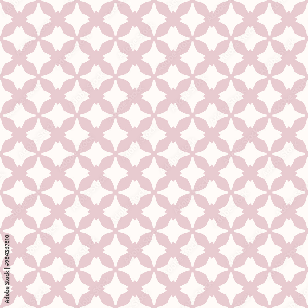 Geometric seamless pattern. Abstract vector pink and white ornament texture with cross shapes, tiles, grid, lattice. Simple elegant background in gothic style with medieval motifs. Repeated design Geometric seamless pattern. Abstract vector pink and white ornament texture with cross shapes, tiles, grid, lattice. Simple elegant background in gothic style with medieval motifs. Repeated design