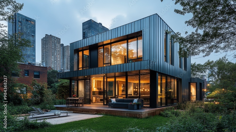 Unique cube house design with metallic cladding, asymmetric window ...