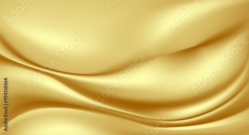 Luxury golden silky texture abstract background. Shiny waving satin fabric