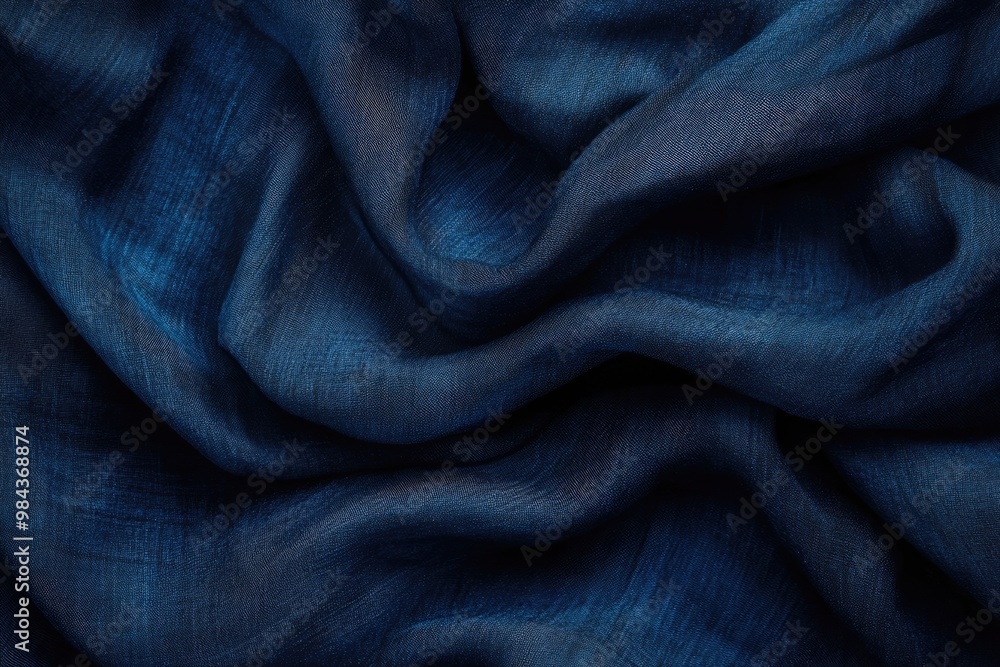 Fototapeta premium Blue natural fabric. Full frame.