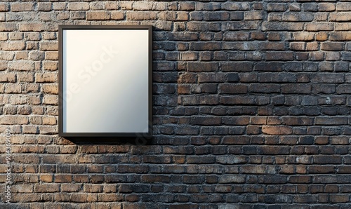 Blank frame on a brick wall.