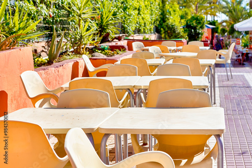 Open Air Cafe in Maspalomas At Gran Canaria in Spain as Favorite Tourist and Vacation Place on The Island