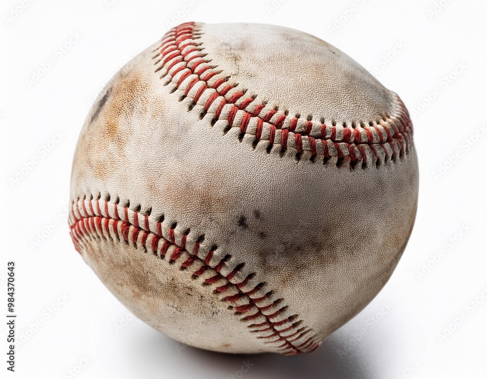 Dirty baseball, ball isolated on white background