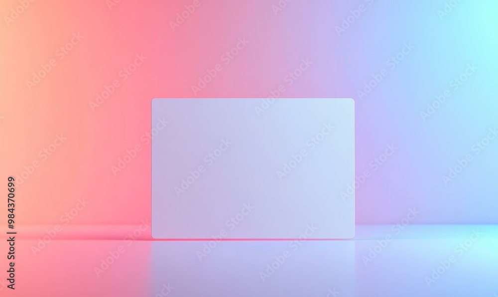 A white rectangle on a pink and blue background. A white rectangle on a pink and blue background.