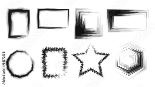 Grunge overlay. Hand drawn abstract frame set. Grunge  borders, dividers for your design . Straight grunge stroke collection.Black ink stencils. Artistic graphic box, black boots, grunge brush stroke.