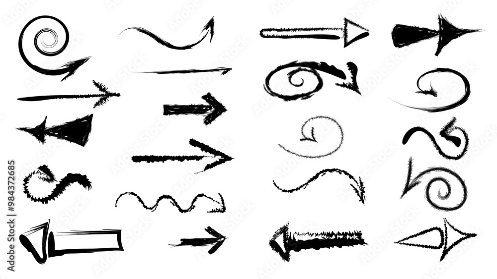 Set of arrows. Marker Brush, arrows, pointers, artistic lines and strokes. Collection of icons Hand drawn Doodle sketch. Abstract Chaotic grunge Elements. Set of arrows. Marker Brush, arrows, pointers, artistic lines and strokes. Collection of icons Hand drawn Doodle sketch. Abstract Chaotic grunge Elements.