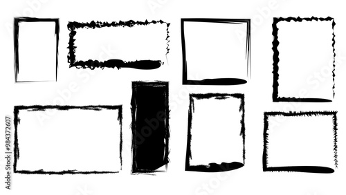 A paint brush stroke circle drawing illustrated astronomy. Grunge tiny underlines, frame, borders, dividers for your design . Black line style set isolated on white background. Doodle line style.