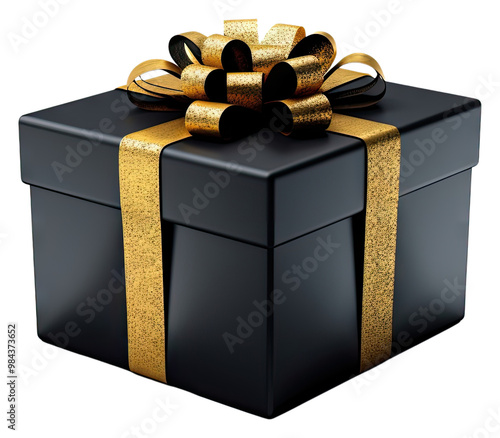 PNG Black christmas present ribbon gift gold.