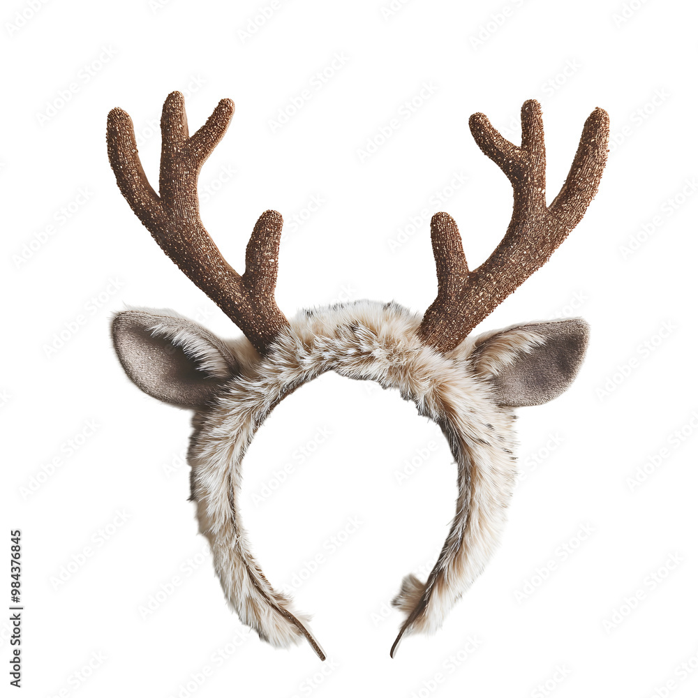 Reindeer Headband with Faux Fur Accents on Clean White Background Reindeer Headband with Faux Fur Accents on Clean White Background