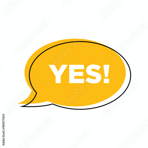 Word yes text on talk shape. Vector illustration yes no in speech bubble on white background.