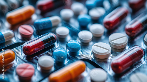 Variety of medicines and drugs.Medicine and healthcare concept