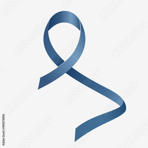 Blue jeans ribbon awareness Congenital and Genetic Diseases. Isolated on white background. Vector illustration.
