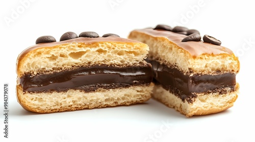 Coffee Eclair - Delicious Pastry with Chocolate Filling.