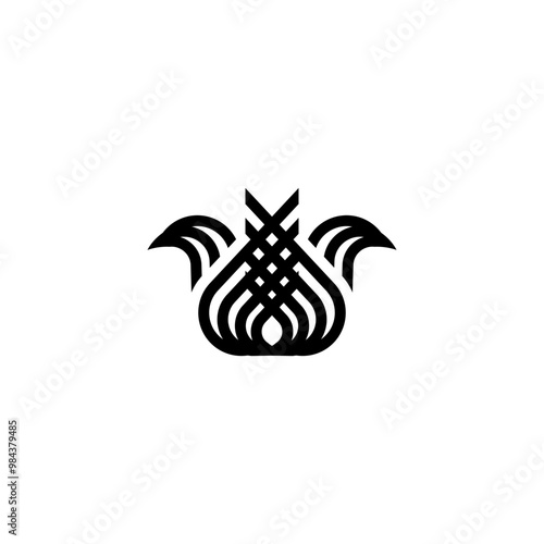 bird  leaf logo vector icon line art outline template