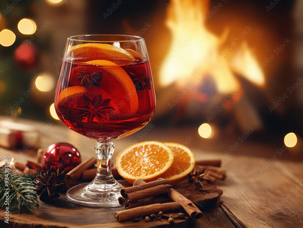 Christmas spiced mulled wine. AI generative. Christmas spiced mulled wine. AI generative.