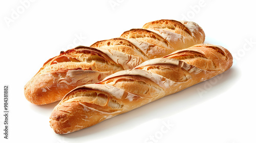 Baguette isolated white background